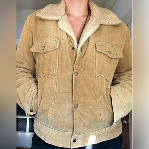 Challenger Sherpa Lined Corduroy Trucker Jacket | Tan Ranch Workwear Coat L